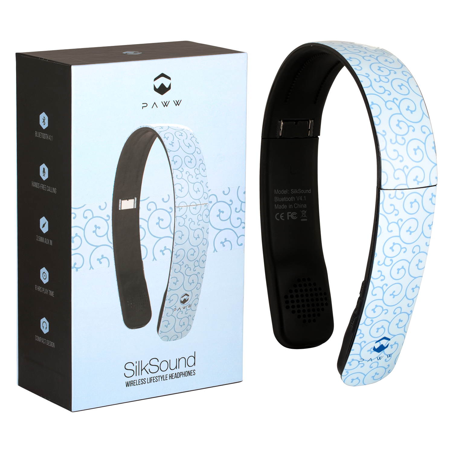 Paww SilkSound Headphones - Stylish Foldable Paww SilkSound Headphones - Stylish Foldable On-Ear Wireless Bluetooth Handsfree Calling with 8 Hours Playtime for Work Travel or Outdoor Use