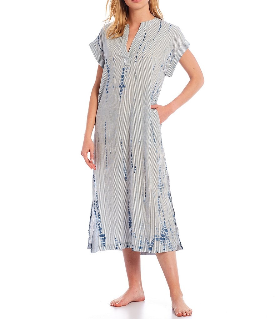 Kate Landry Yarn Tie-Dye Woven Long Caftan