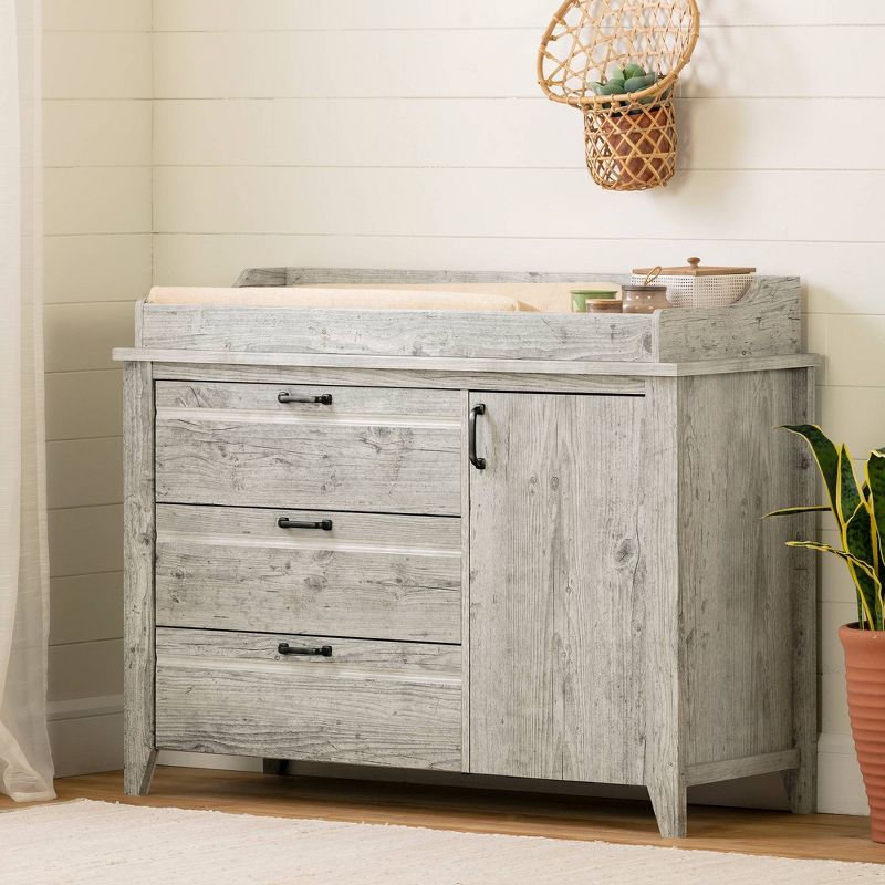 Hankel Changing Table - Pure White and Weathered Oak - South Shore