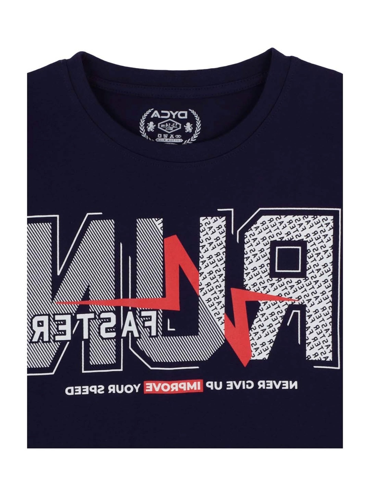 Dyca Boys Navy Cotton Printed T-Shirt