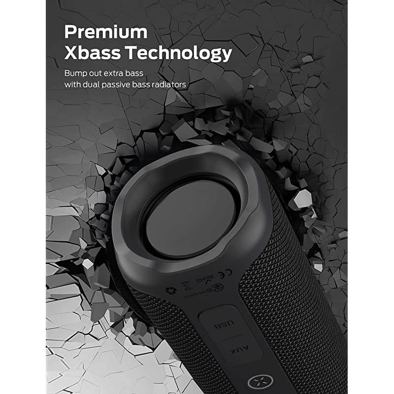 StormBox Bluetooth Speaker 24W Portable Speaker 360 Surround Sound Enhanced Bass Wireless Dual Pairing IPX7 Waterproof 20Hour Playtime 66ft Bluetooth Range Outdoor Wireless Speaker