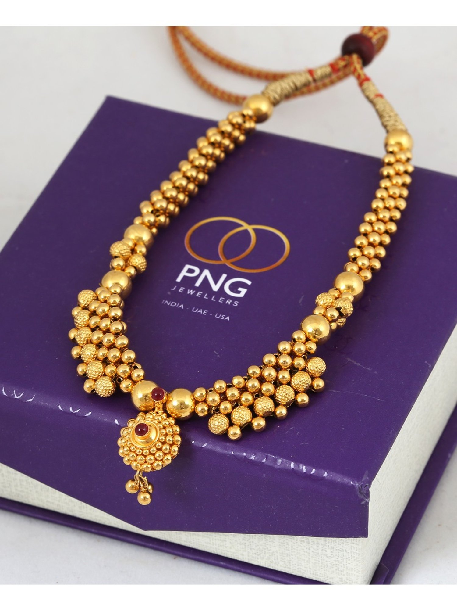 P.N.Gadgil Jewellers Pratha Gold 22k Kolhapuri Thushi Necklace