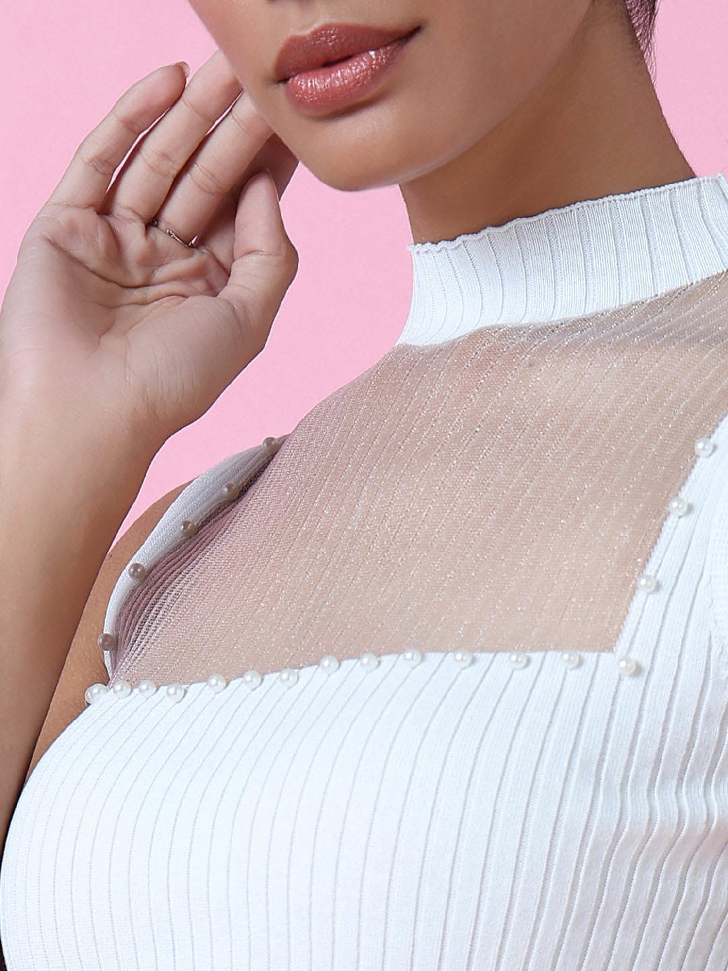 SHOWOFF White Embellished Top