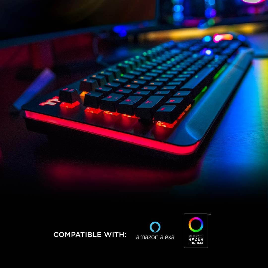 Thermaltake Level 20 RGB Titanium Aluminum Gaming Keyboard Cherry MX Silver Switches, 16.8M Color RGB, 32 color zone options, support Alexa Voice Control, Razer Chroma Sync compatible KB-LVT-SSSRUS-01