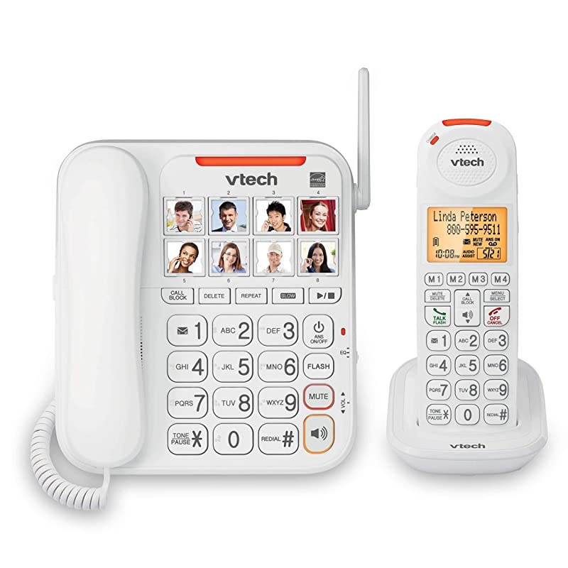 SN5147 Amplified CordedCordless Senior Phone System with 90dB ExtraLoud Visual Ringer Big Buttons Large Display