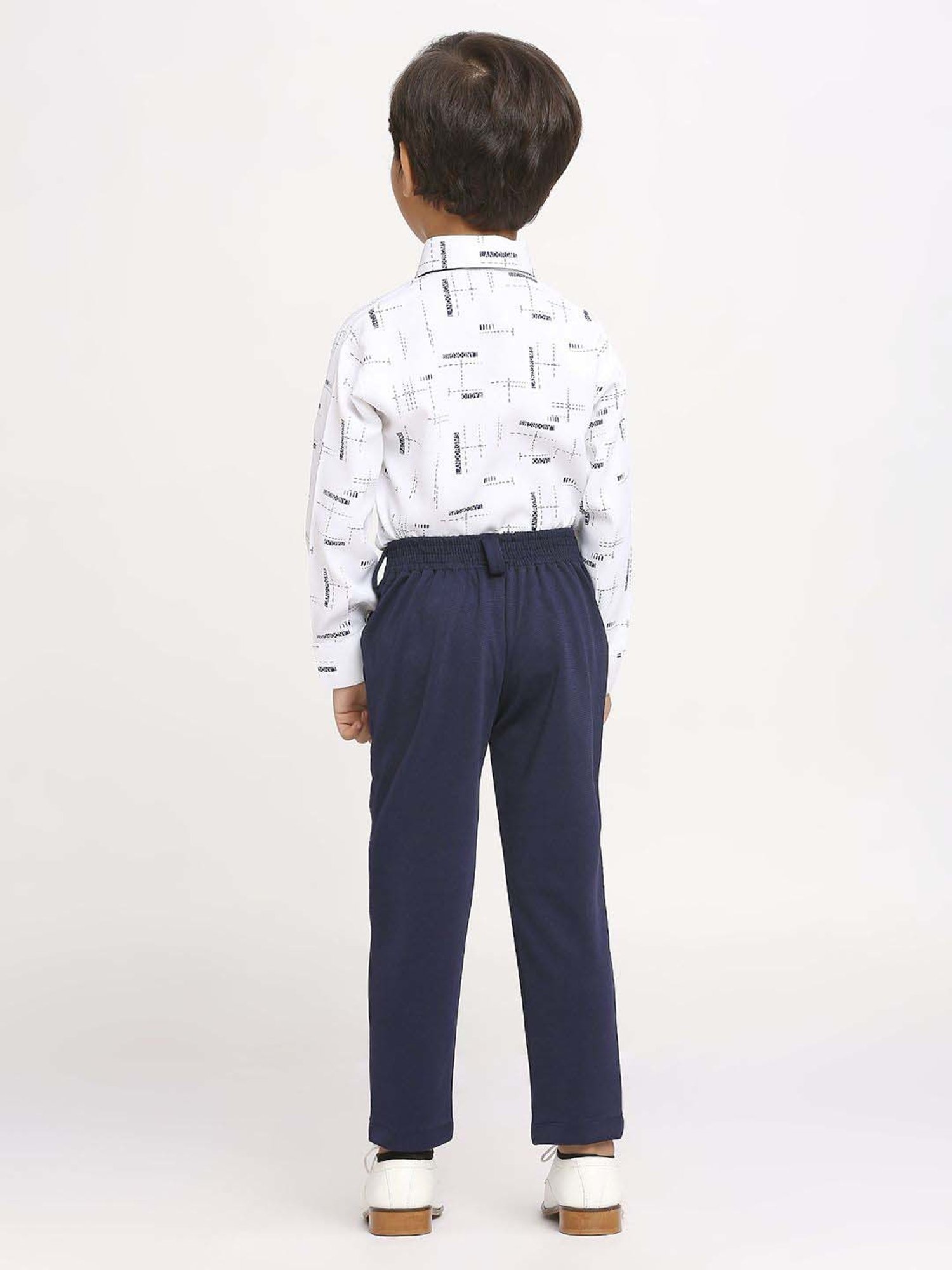 Kids Island Boys Blue Solid Full Sleeves Suit Set