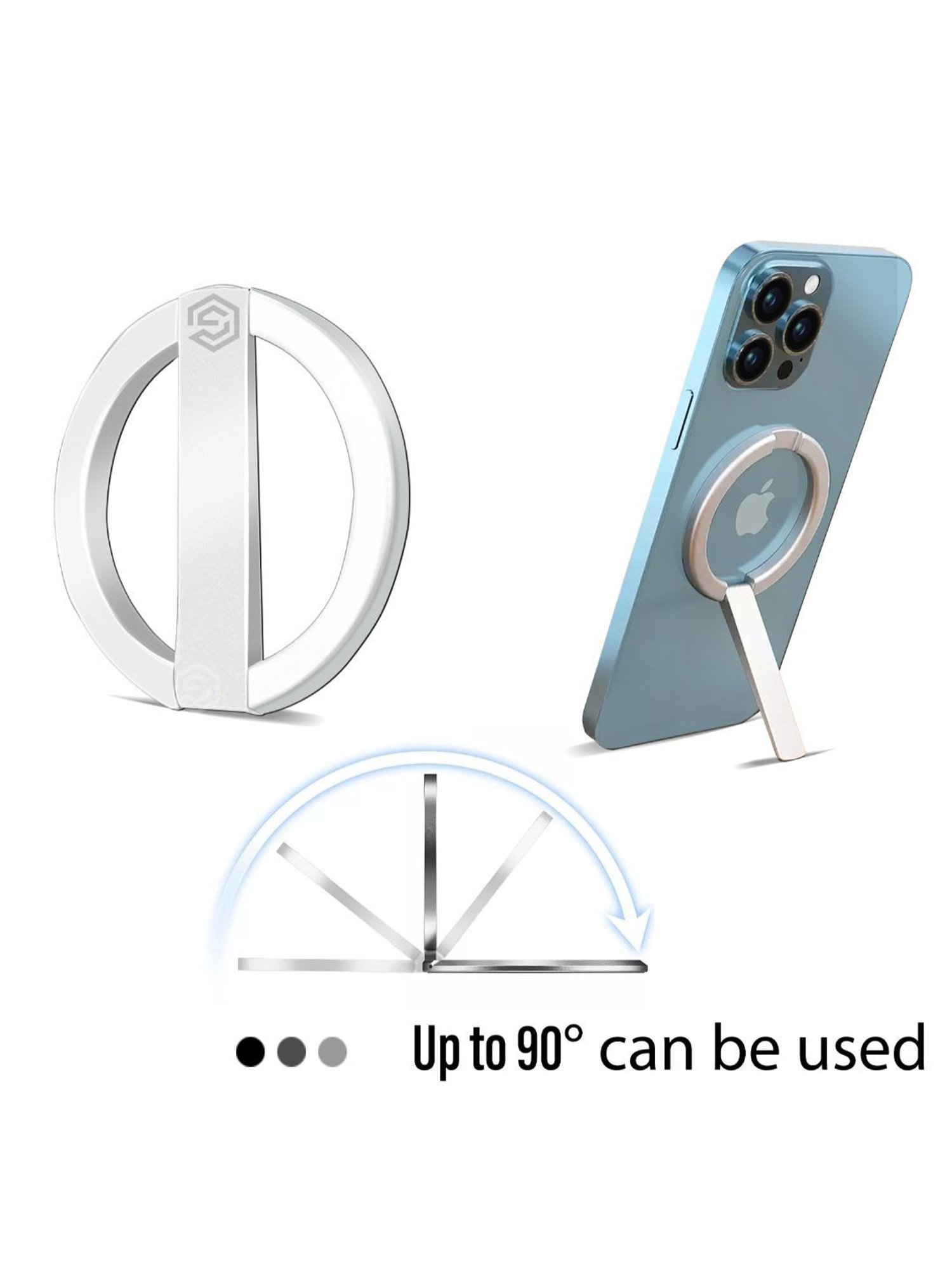 GRIPP MAG Stand Magnetic Metal Phone Kickstand Compatible with iPhone 14/13/12 Series - Silver