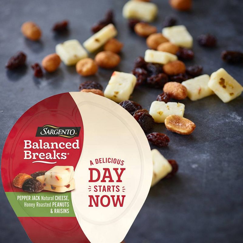 Sargento Balanced Breaks Pepper Jack Cheese, Honey Roasted Peanuts & Raisins - 3pk/1.5oz