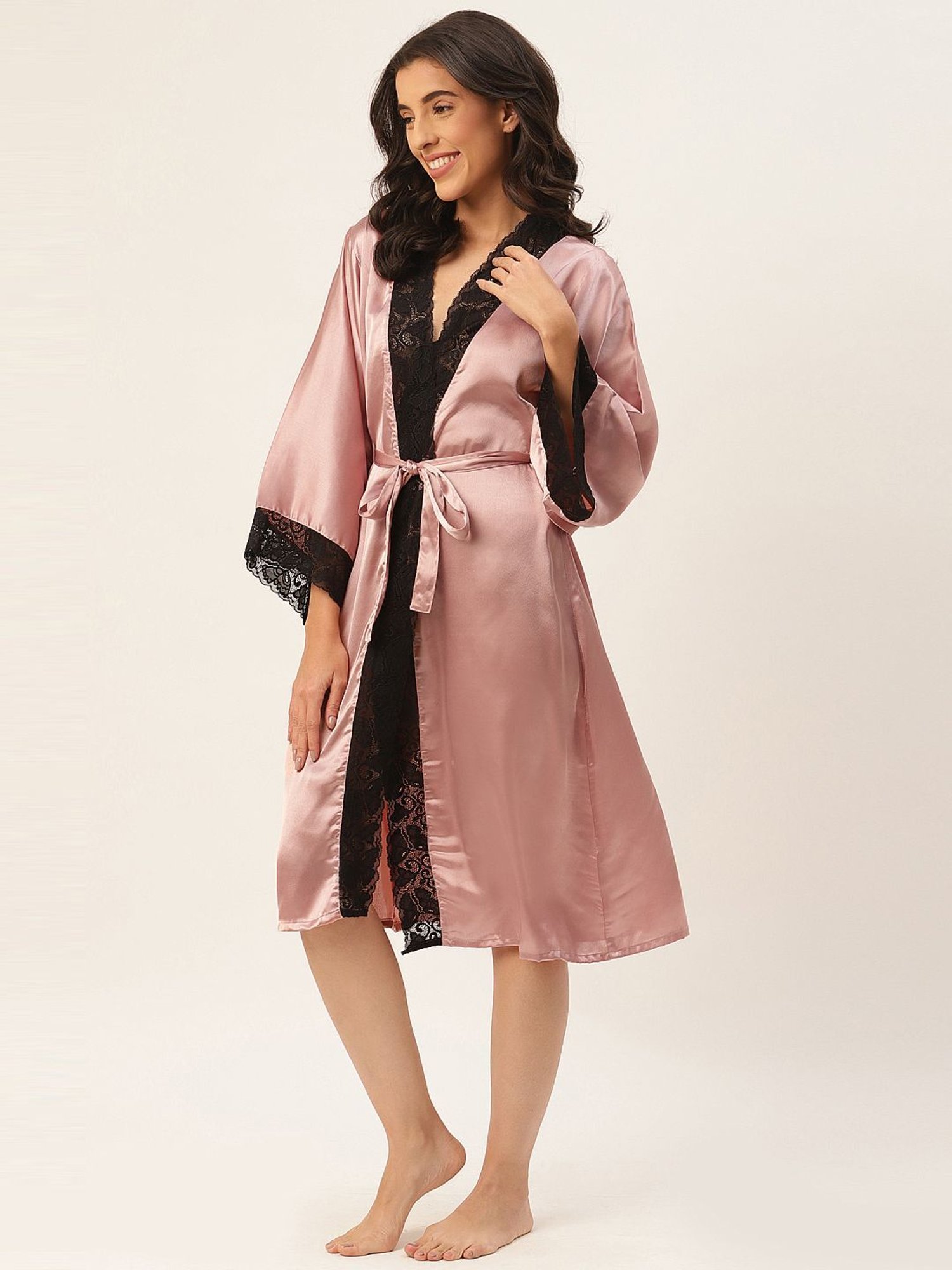 Ms.Lingies Pink Lace Work Robe