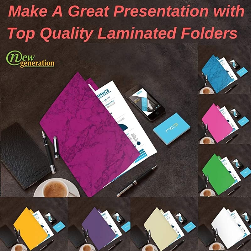 2 Pocket Presentation FolderPortfolio Heavy Duty Paper UV Glossy Laminated 6 Folders Per Pack in a Display Box Orange