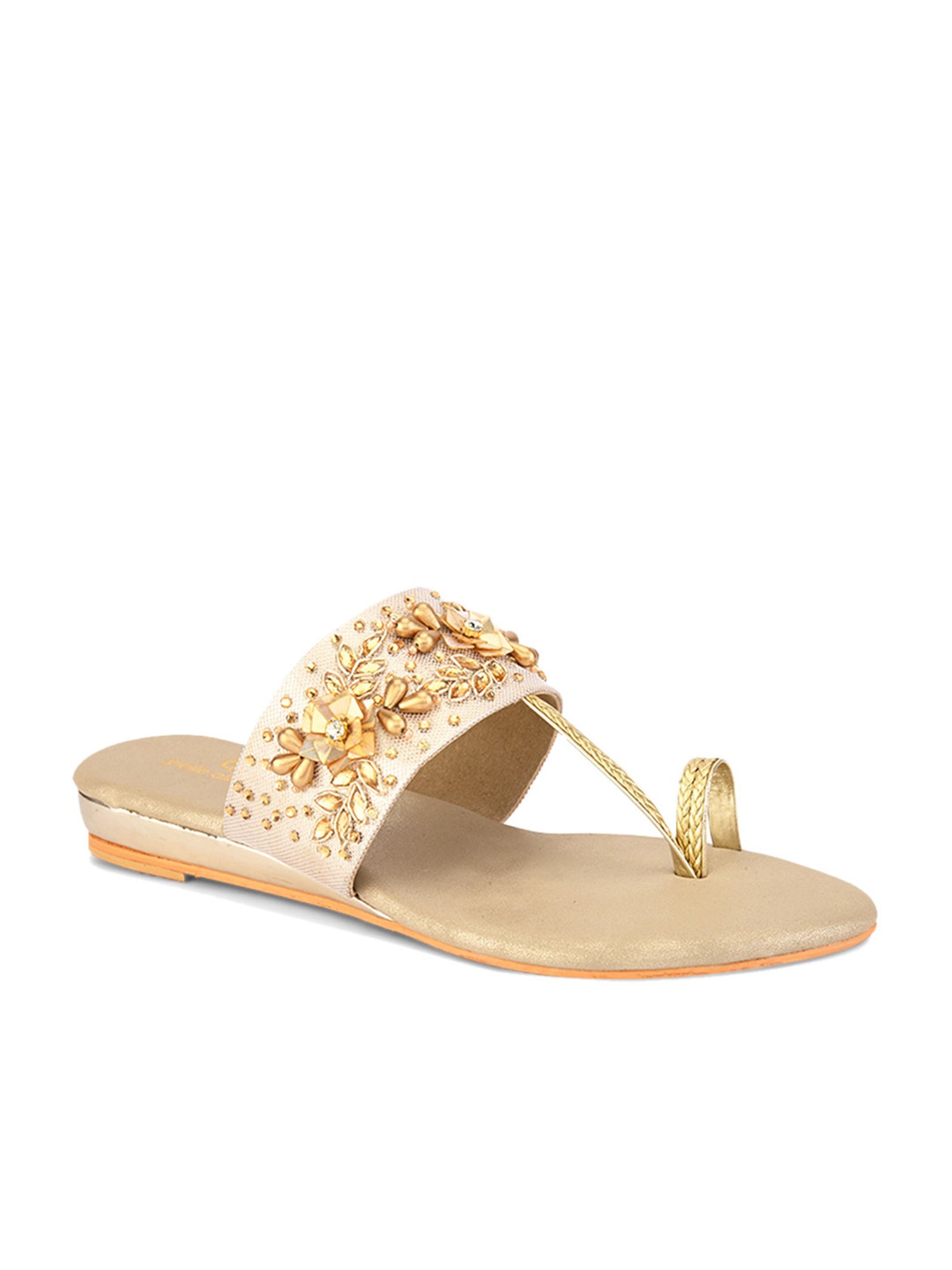 Pelle Albero Women's Gold Toe Ring Sandals