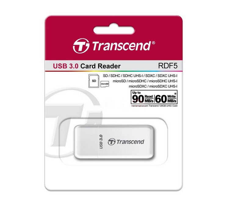 Transcend TS-RDF5K USB 3.0 Support SDHC (UHS-I), SDXC (UHS-I), microSD, microSDHC (UHS-I), and microSDXC (UHS-I) Flash Card Reader