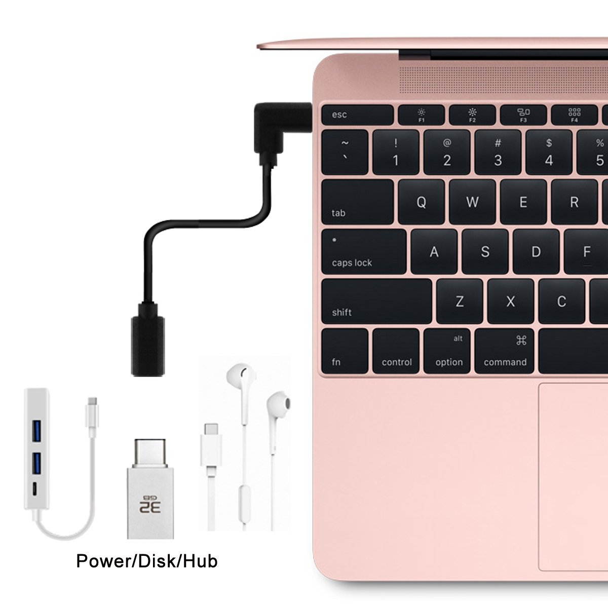 90 Degree Right Angled USB-C USB 3.1 Type C Male to Female Extension Data Cable for Macbook Tablet 20cm/0.66ft