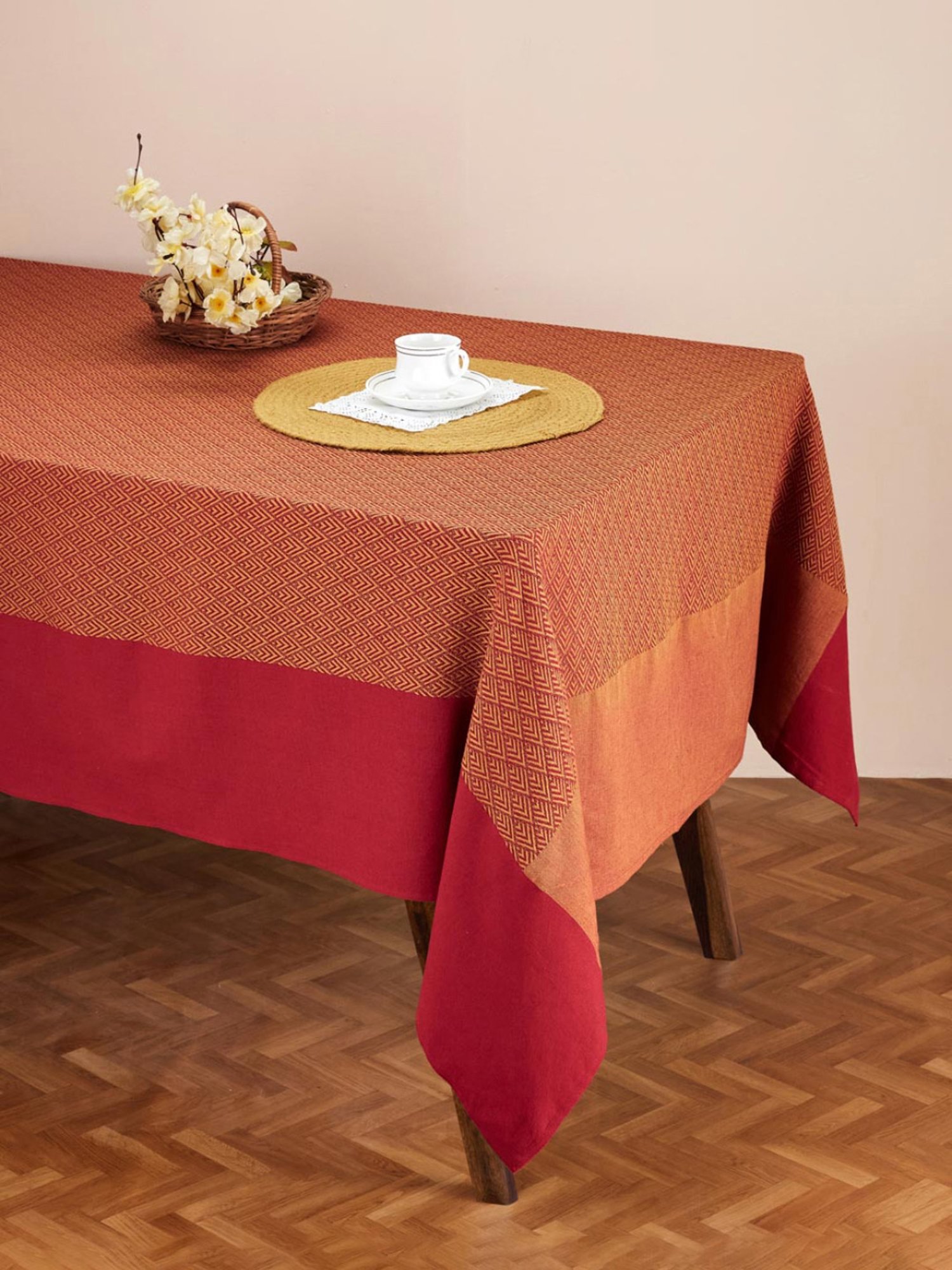 Romee Beige Cotton Checks Table Linen Sets