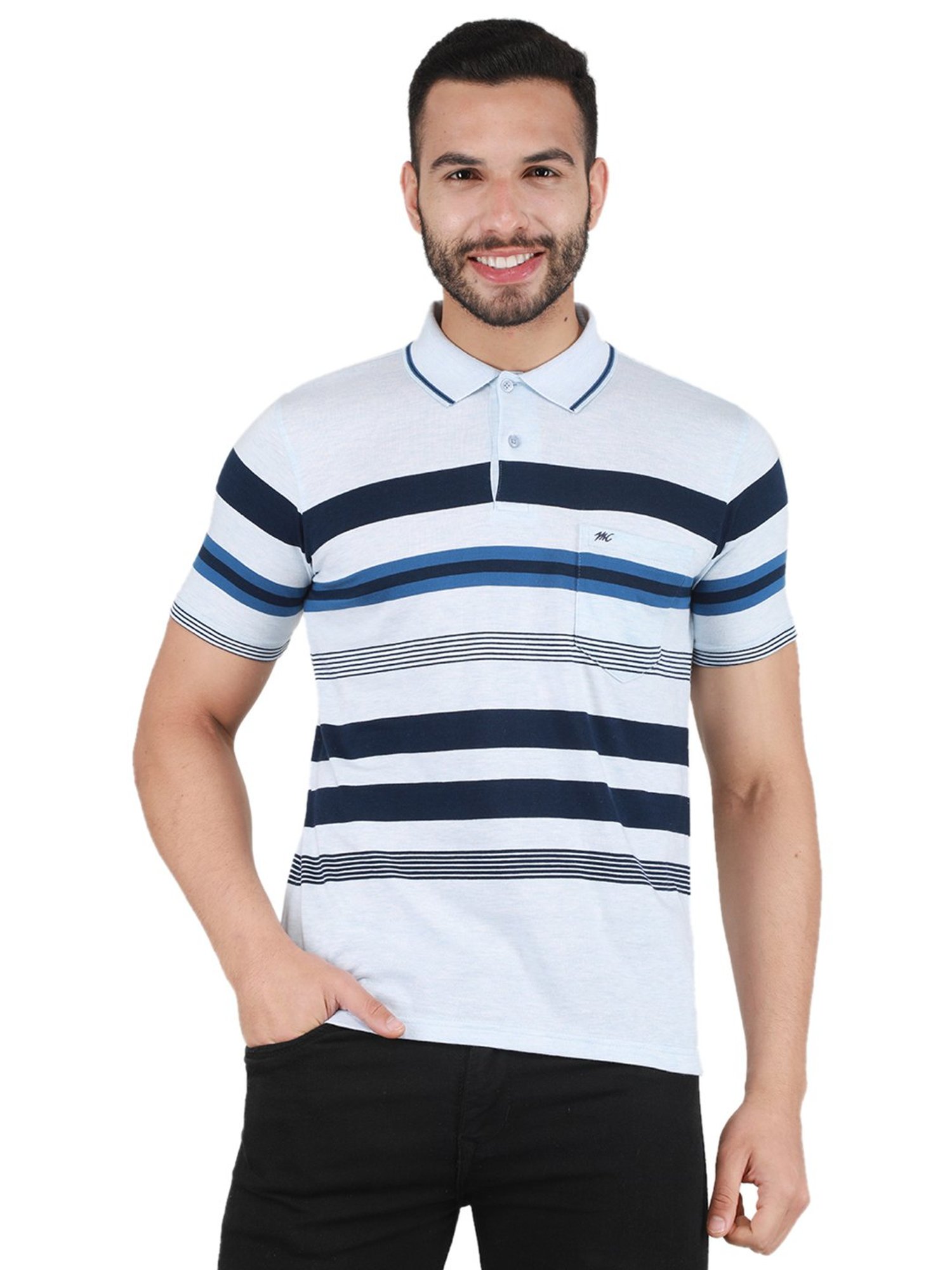 Monte Carlo Multicolor Regular Fit Striped Polo T-Shirt
