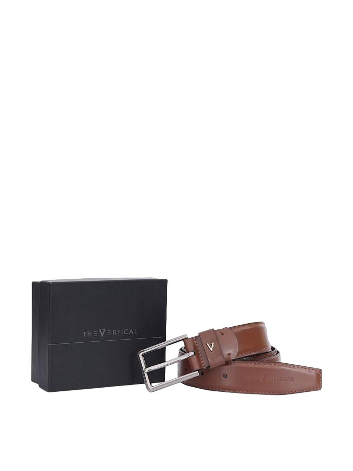 The Vertical Tan Leather Formal Belt for Men