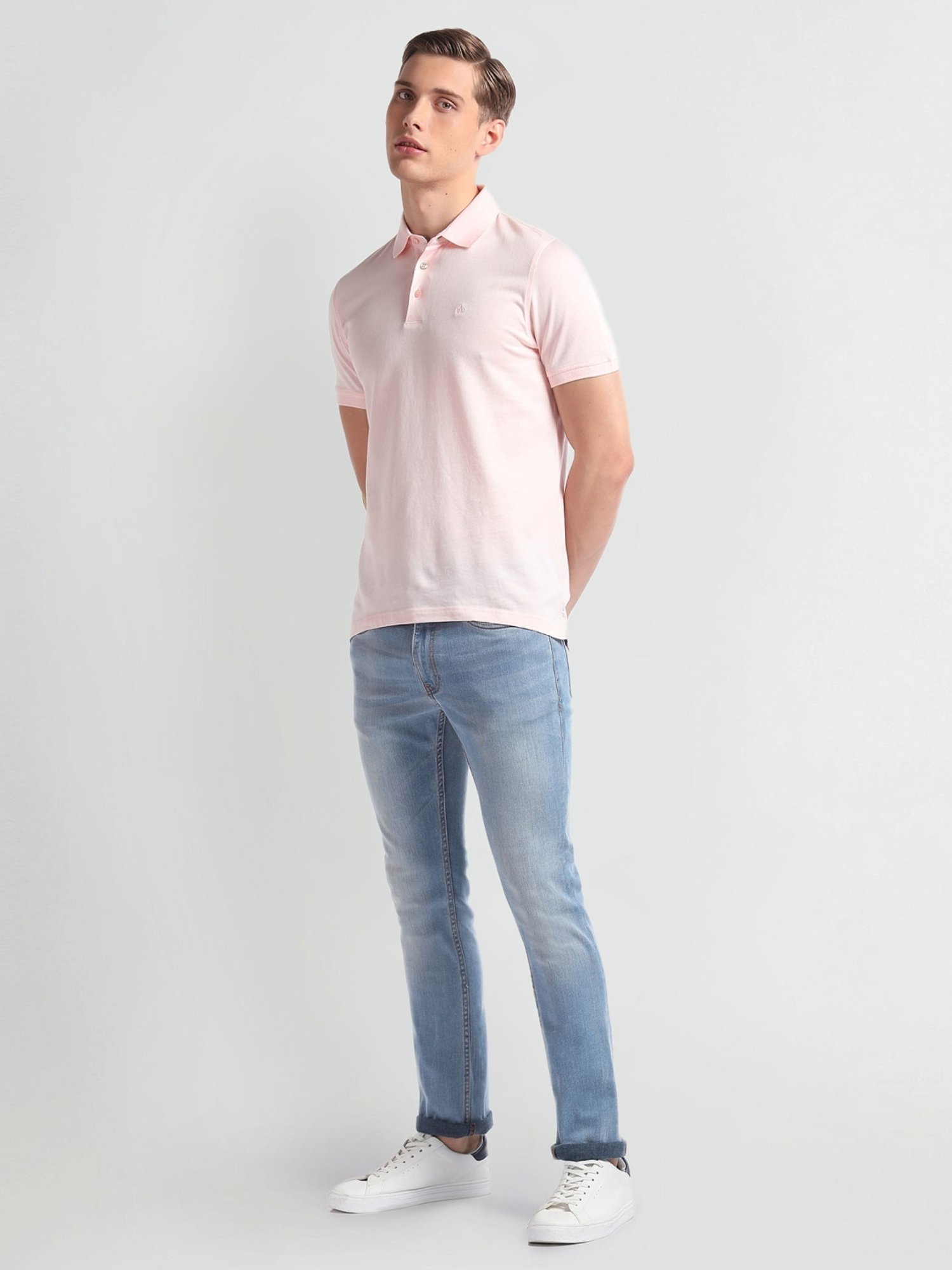 Arrow Pink Cotton Regular Fit Polo T-Shirt