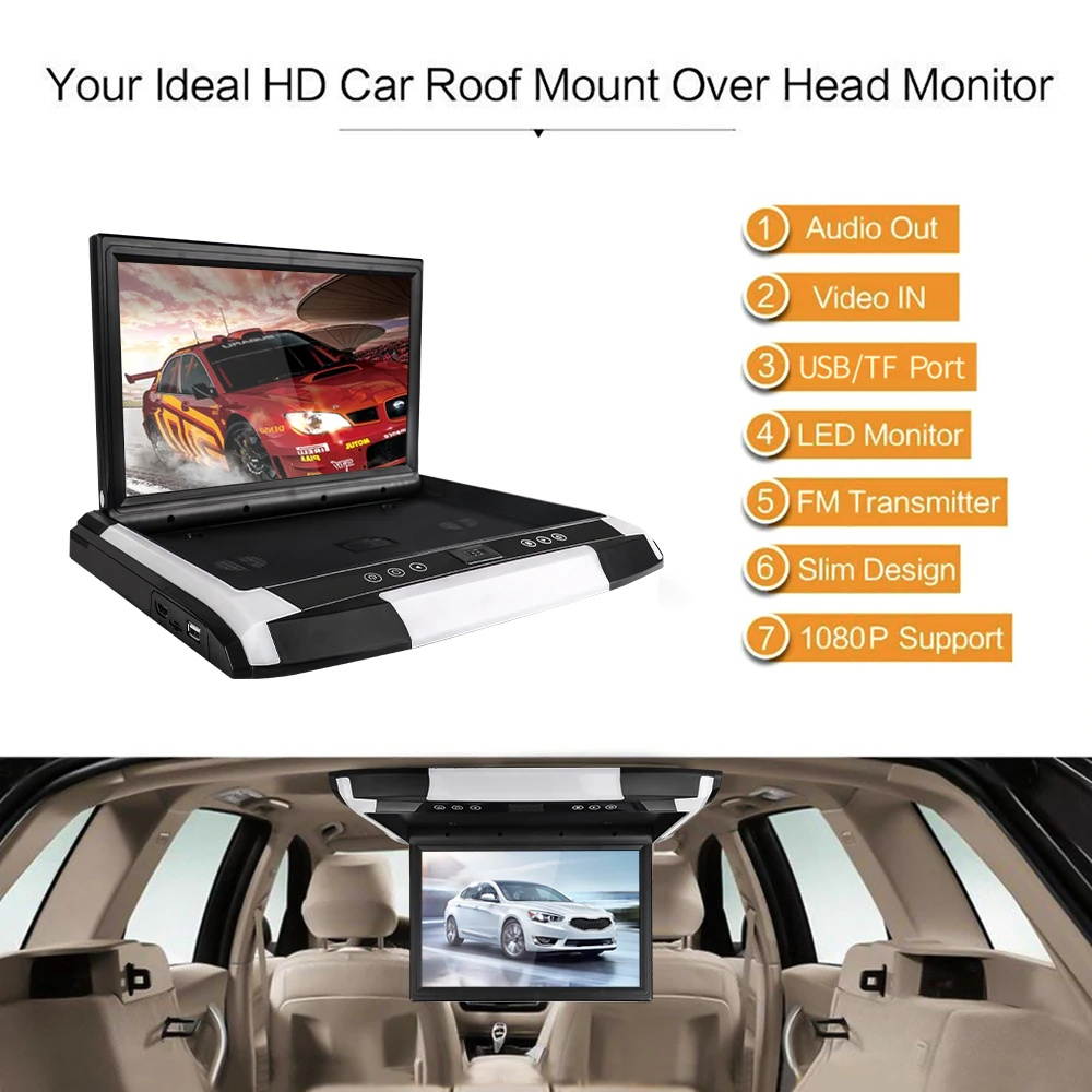 1080P 12.1 / 10.4 "TFT LCD Car Monitor Roof Mount Car Monitor with MP5 Player USB SD Car Ceiling Monitor