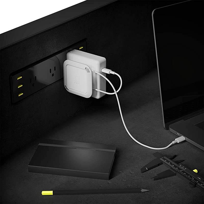 Reel The Side Kick Collapsible Charger Organizer and Travel Accessory Compatible with MacBook and PC charging cords and adapter cable management White