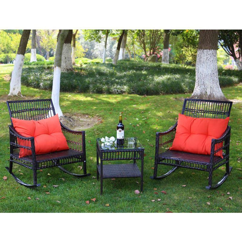 3pc Rattan Seating Group with Cushions - Vasagle