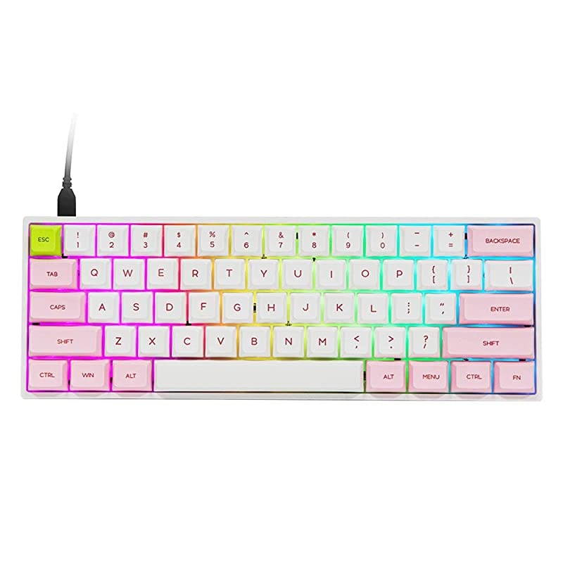 SKYLOONG SK61 61 Keys Hot Swappable Mechanical Keyboard with RGB Backlit NKRO IP6X Waterproof TypeC Cable for WinMacGaming Gateron Optical Blue Pink