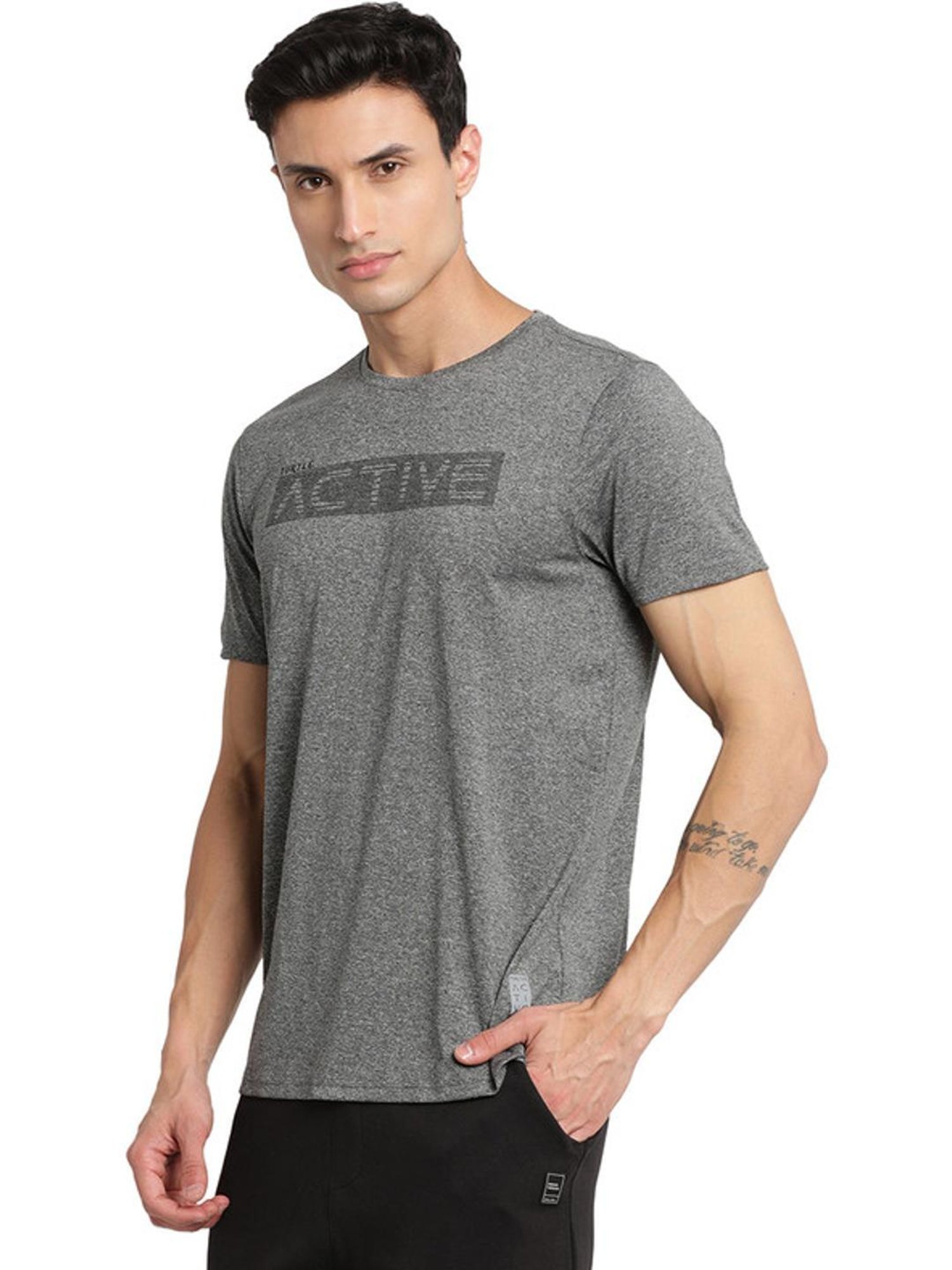 Turtle Grey Slim Fit Printed T-Shirts