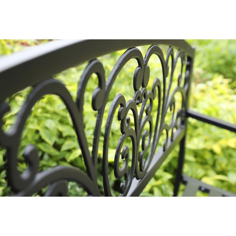 Gardenised Black Patio Garden Park Yard 50" Outdoor Steel Bench Powder Coated with Cast Iron Back