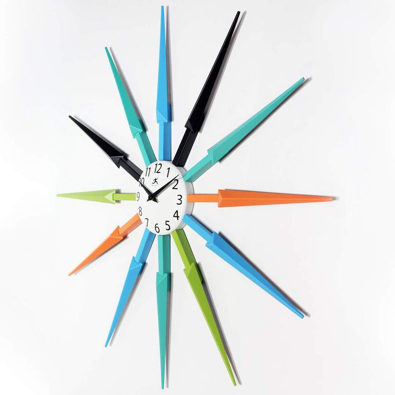 Infinity Instruments 15555MC Mid Century Modern 24 Inch Wall Clock, Multicolor