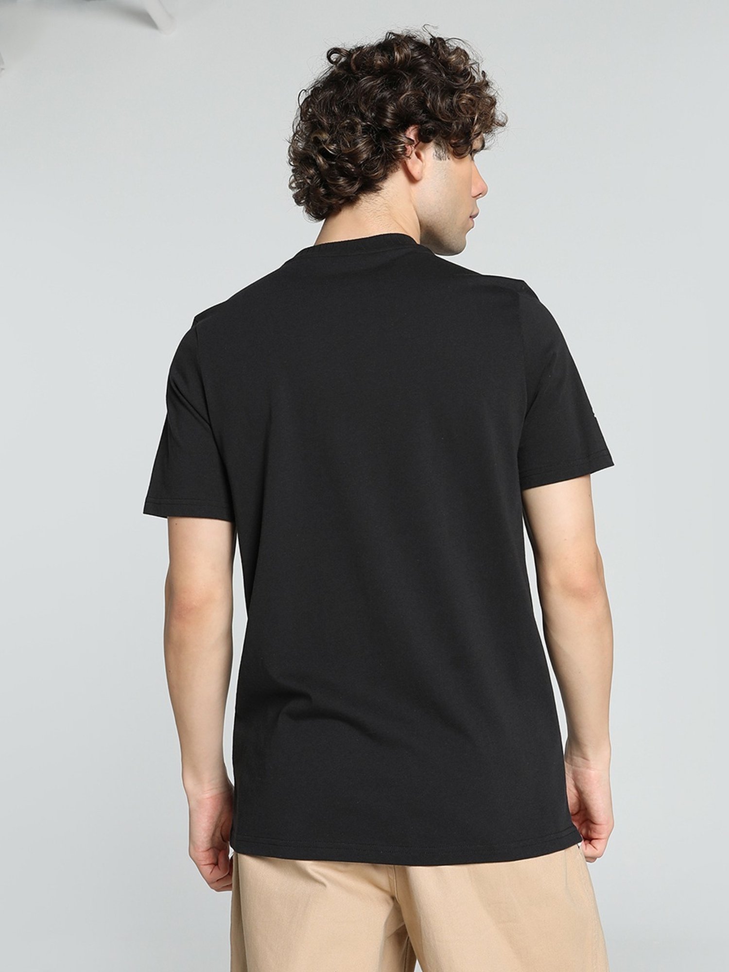 Puma Black Cotton Regular Fit Printed T-Shirt