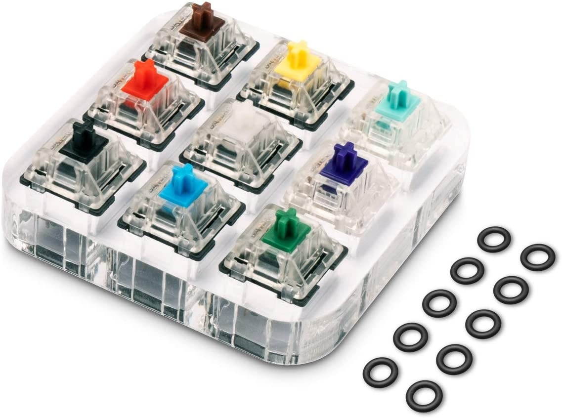 9-Key Gateron Switch Tester, Velocifire Switch Testing Tool for Mechanical Keyboards, with Clear Keycaps and O Rings