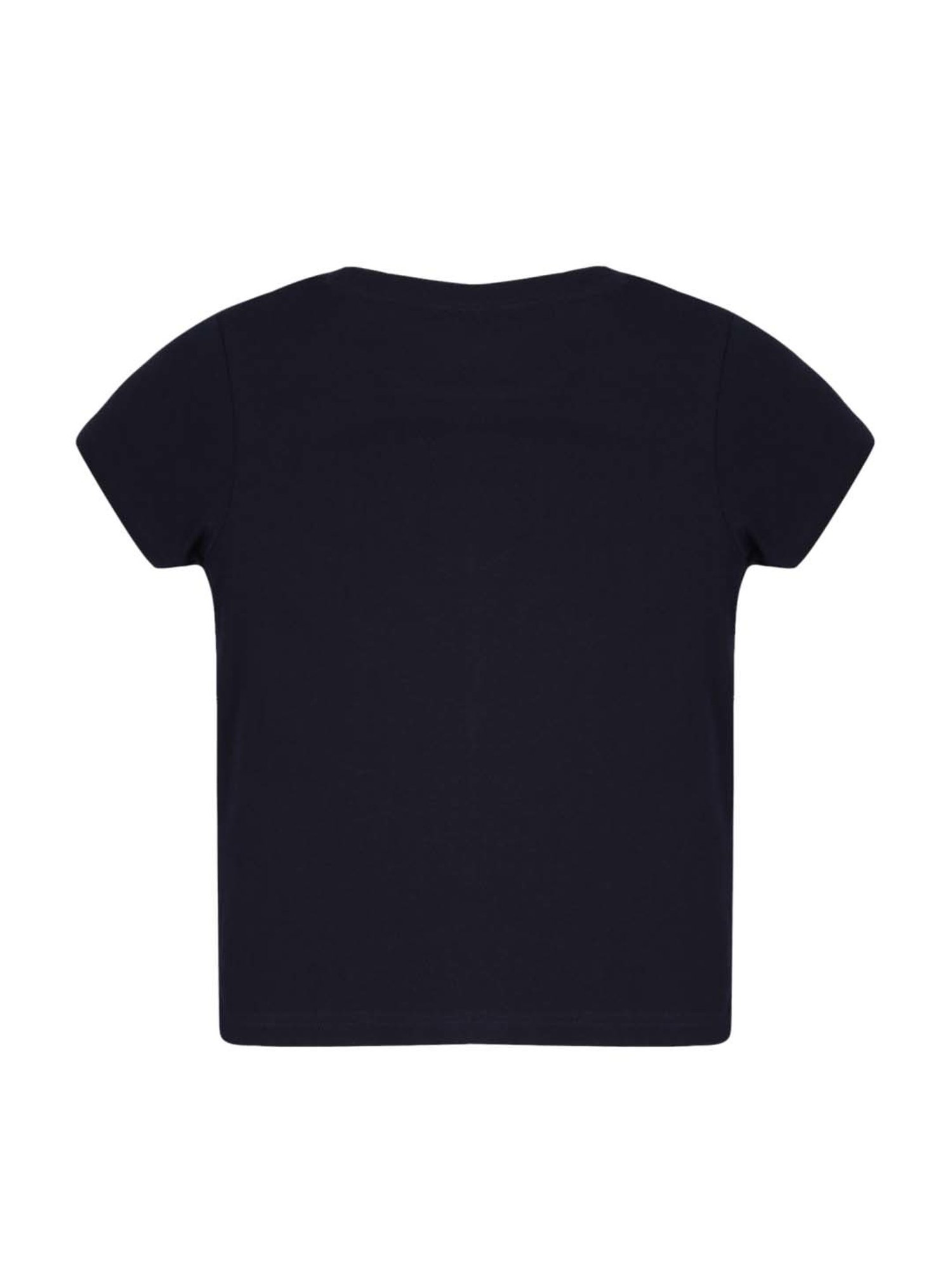Plum Tree Kids Navy & Off-White Cotton Printed T-Shirt (Pack of 2)