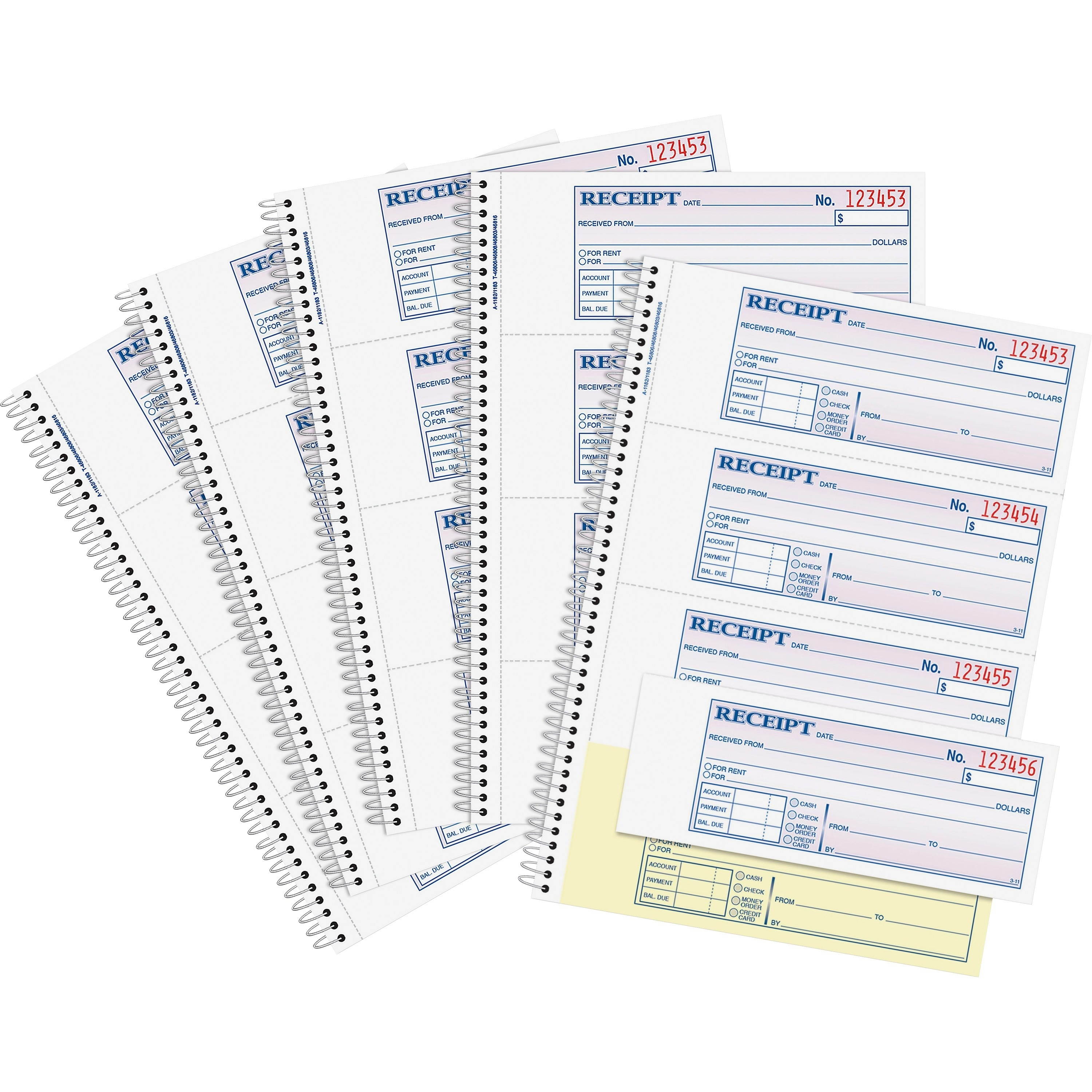 Adams Money Receipt Book Spiral 2-Part 7-5/8"x11" 1000/PK WE/CA SC1182PK