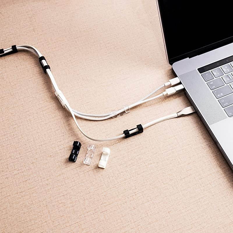 Cable Clips Organizer Drop Wire Holder Cord Management Pack of 20 White