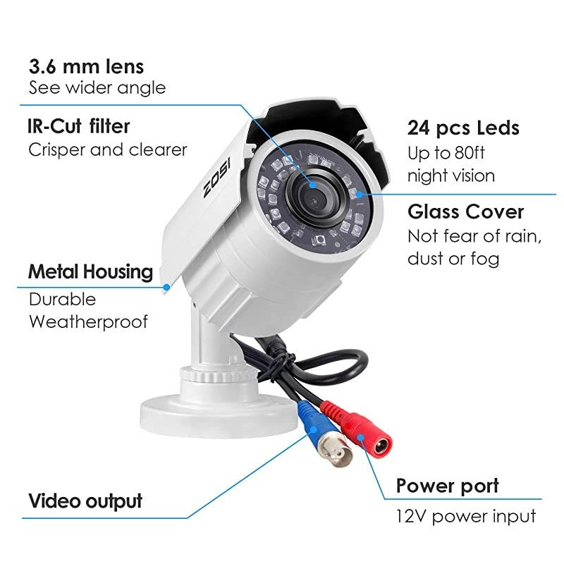 4 Pack 2.0MP 1080P 1920TVL HD-TVI Indoor Outdoor CCTV Cameras Kits 80ft IR Day Night Vision Waterproof Cameras Aluminum Housing for 720P / 1080N / 1080P/5MP/4K HD-TVI AHD CVI Analog DVR Systems