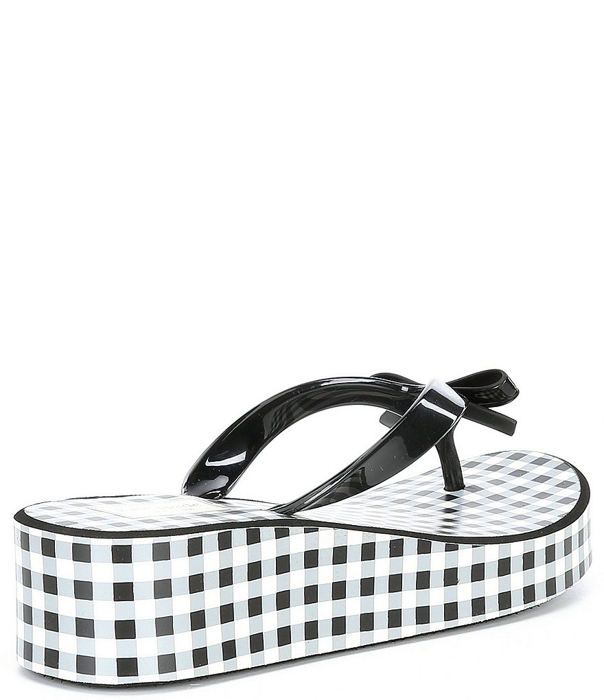 kate spade new york Rina Gingham Print Bow Detail Platform Flip Flops