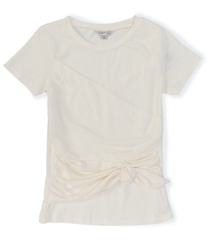 Habitual Big Girls 7-16 Short-Sleeve Tie-Front Knit Wrap Top