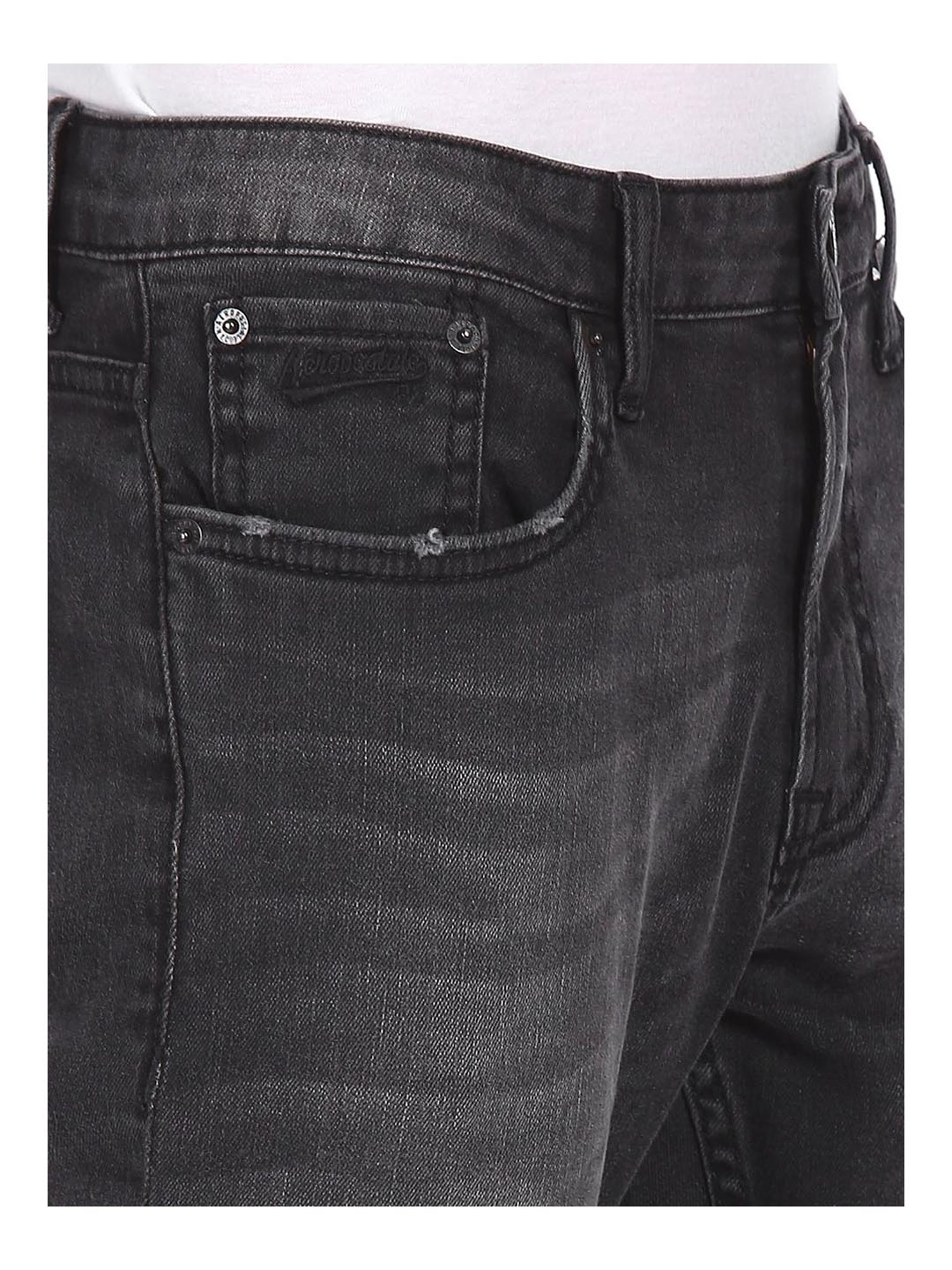 Aeropostale Black Skinny Fit Lightly Washed Jeans - Flexi Collection