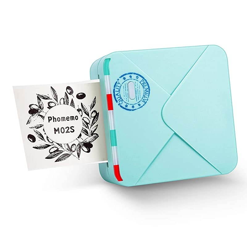 M02S Pocket Printer 300 dpi HD Bluetooth Thermal Photo Printer Compatible with iOS and Android Black and White Image for Photo Printing Plan Journal Organization Art Creation Gift Cyan