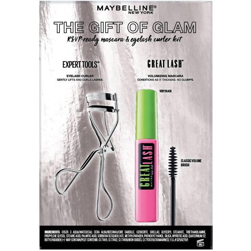 Maybelline Great Lash Mascara and Eyelash Curler Holiday Gift Set - 2pc
