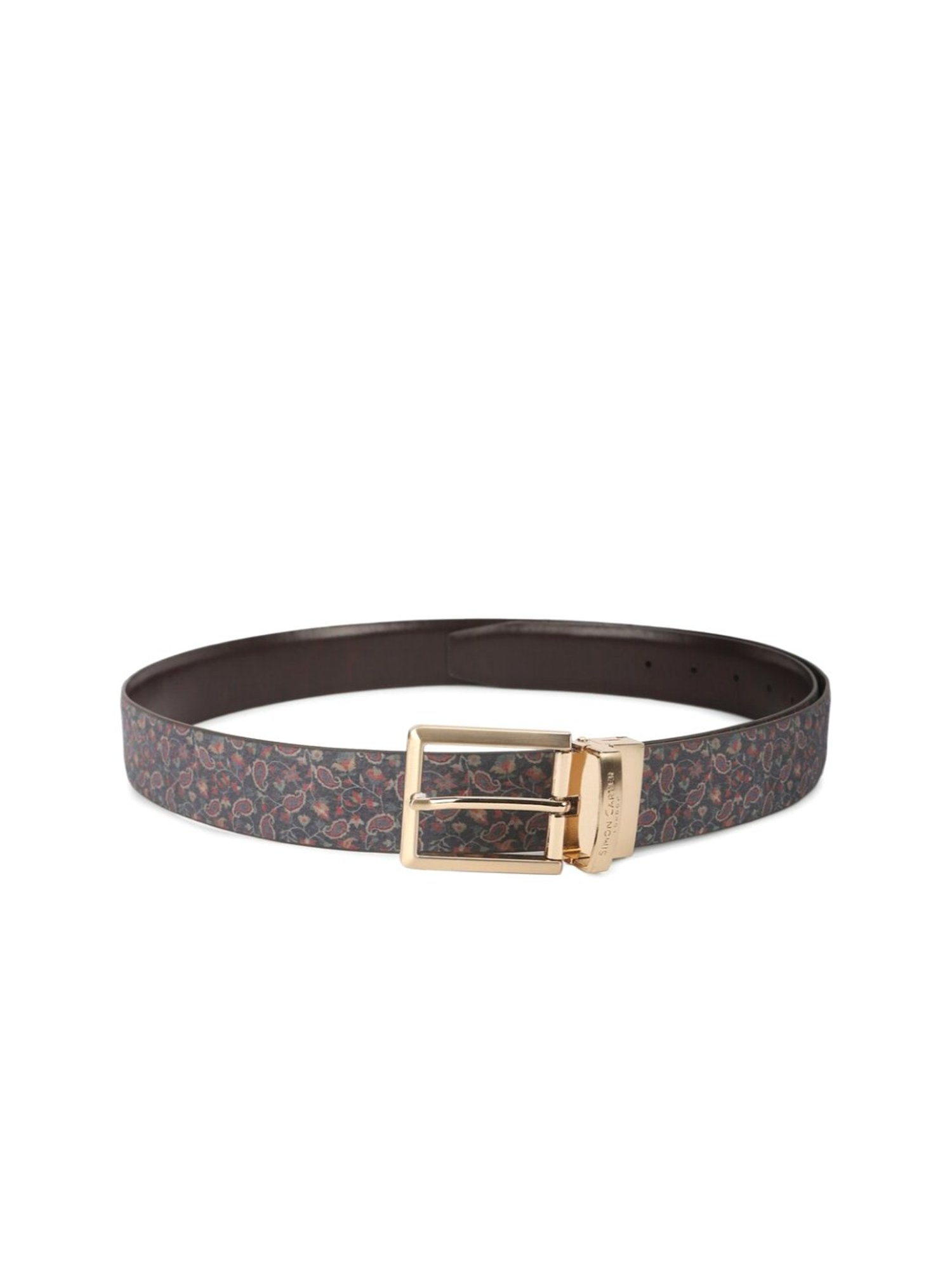 Simon Carter Multicolor Leather Printed Casual Belt for Men
