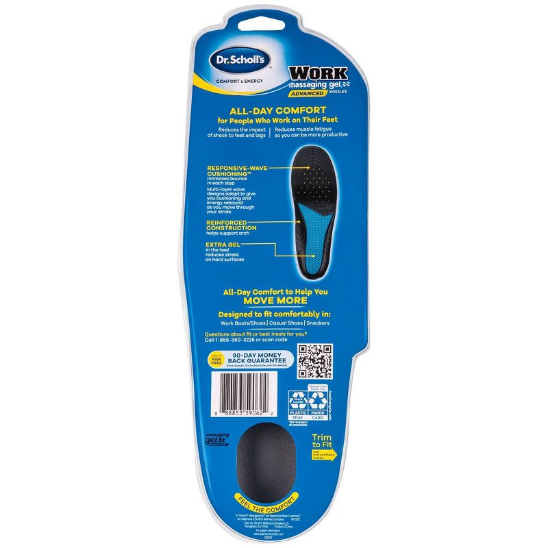 Dr. Scholl's Comfort & Energy Work Massaging Gel Advanced Insoles for Men - Size (8-14)