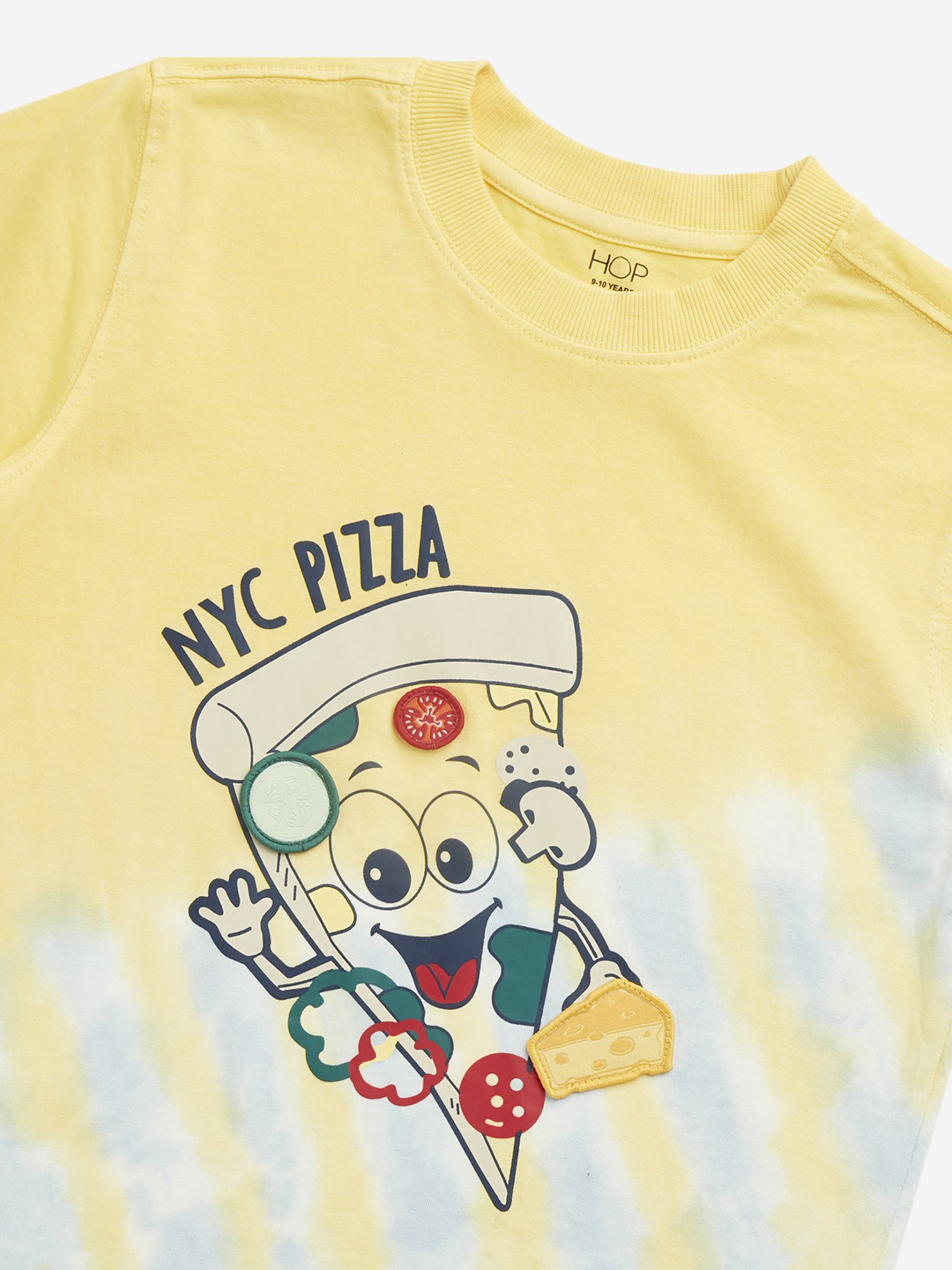 HOP Kids by Westside Yellow Pizza Design Cotton T-Shirt