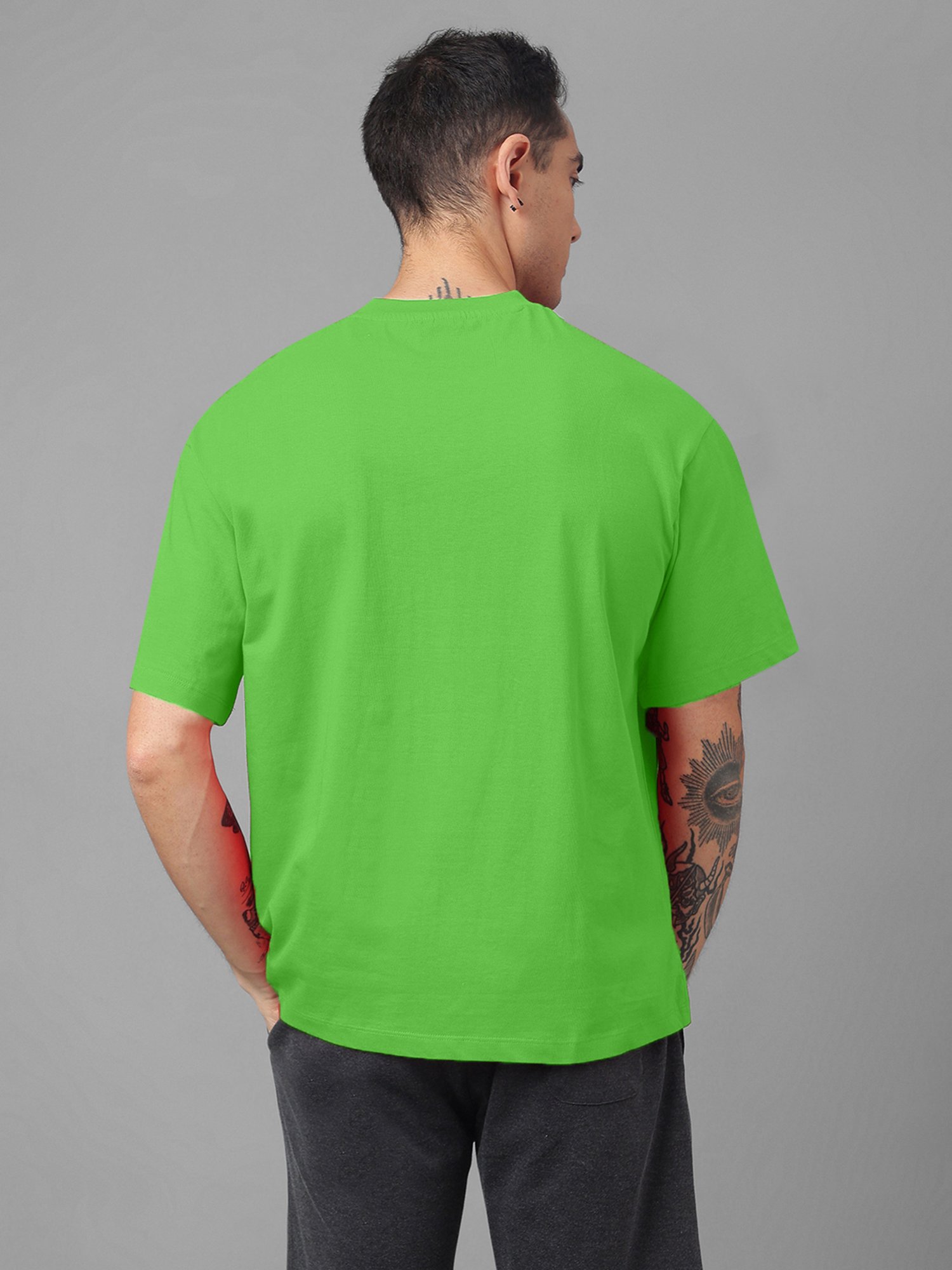 Free Authority Green Loose Fit Naruto Printed Crew T-Shirt