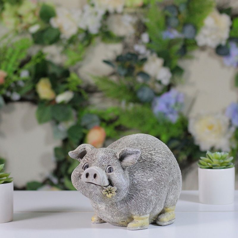 14.5" Polyresin Great Horned Owl on Stump Black - Hi-Line Gift