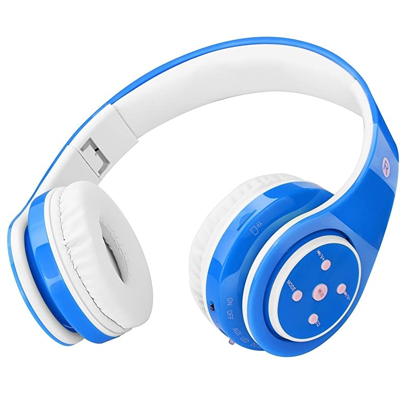 Headphones Bluetooth Wireless 85db Volume Limited Childrens Headset, up to 6-8 Hours Play, Stereo Sound, SD Card Slot, Over-Ear and Build-in Mic Wireless/Wired Headphones for Boys Girls(Blue)
