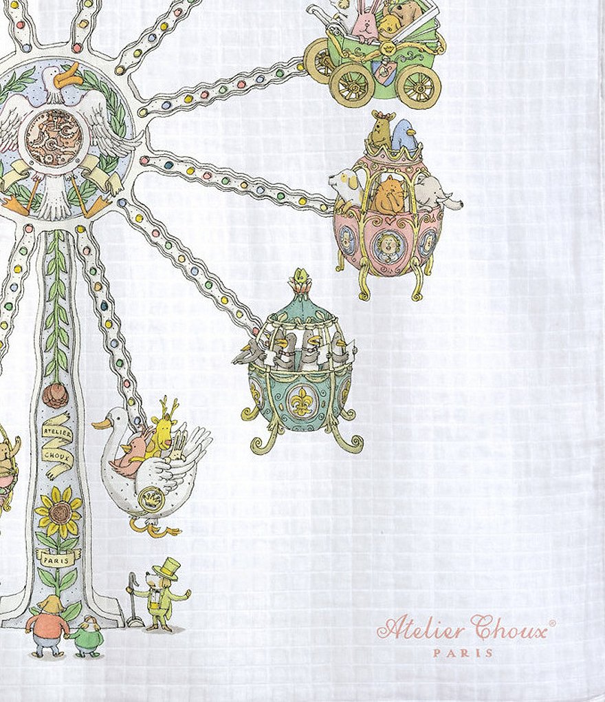 Atelier Choux Paris Baby Organic Cotton Ferris Wheel Swaddle Blanket