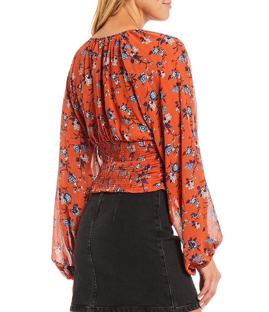 WAYF Double Ruffle V-Neck Peplum Top