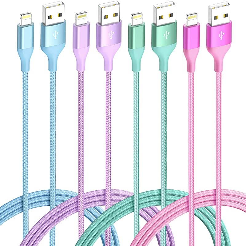 Lightning CableCertified Charger Cable for iPhone4Pack 33FT 66FT Nylon Braided USB Lightning Cable for iPhone X8 Plus87 Plus76 Plus66S Plus6s5iPad and Morered
