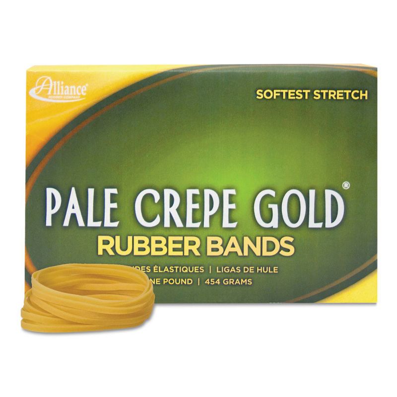 Alliance Pale Crepe Gold Rubber Bands, Size 33, 3-1/2 x 1/8, 1lb Box