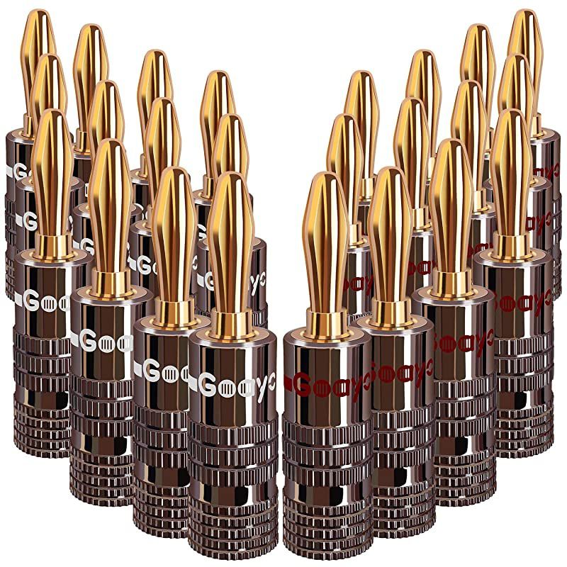 Speaker Connector Banana Plugs 24K Gold Plated Brass 4mm Plug 12 Pairs24 pcs
